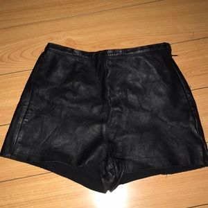 Black high waisted leather shorts